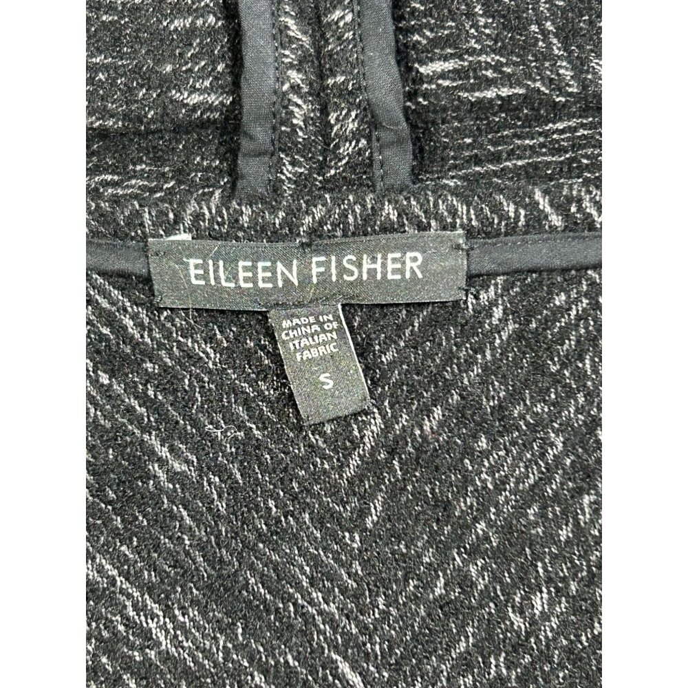 Eileen Fisher Womens Black White Herringbone Wool Blend Sweater Blazer Sz S 3053 - Picture 6 of 10